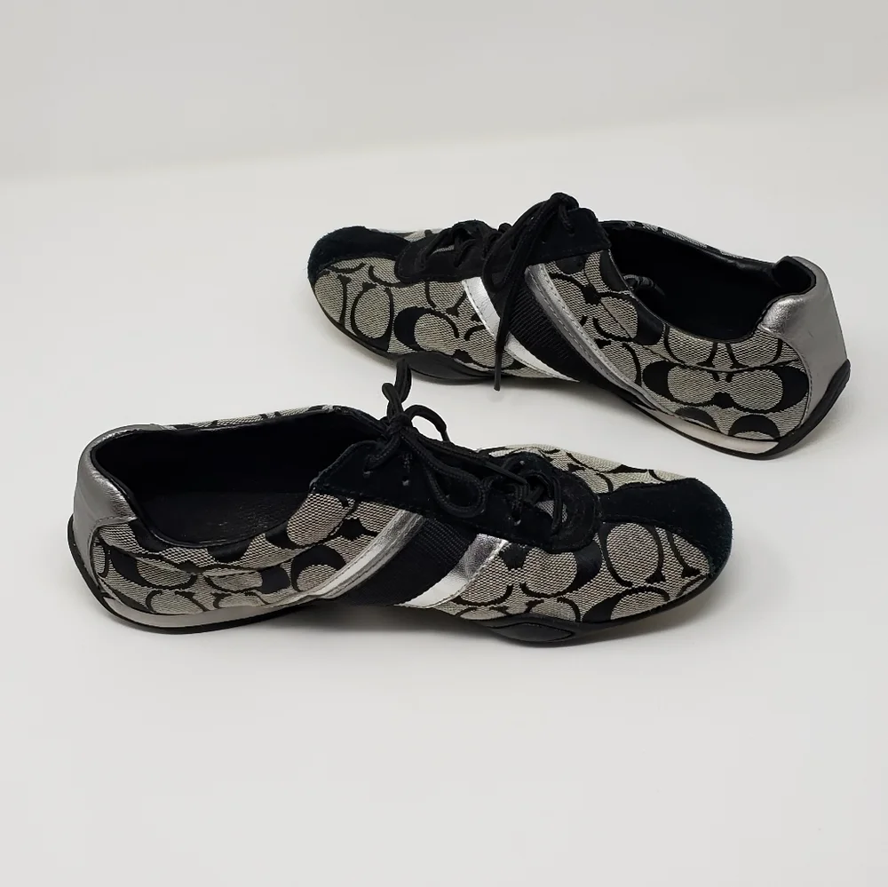 Coach Women's Sneakers Signature Jayme Black / Grey / Silver Size 6 M  Flaws